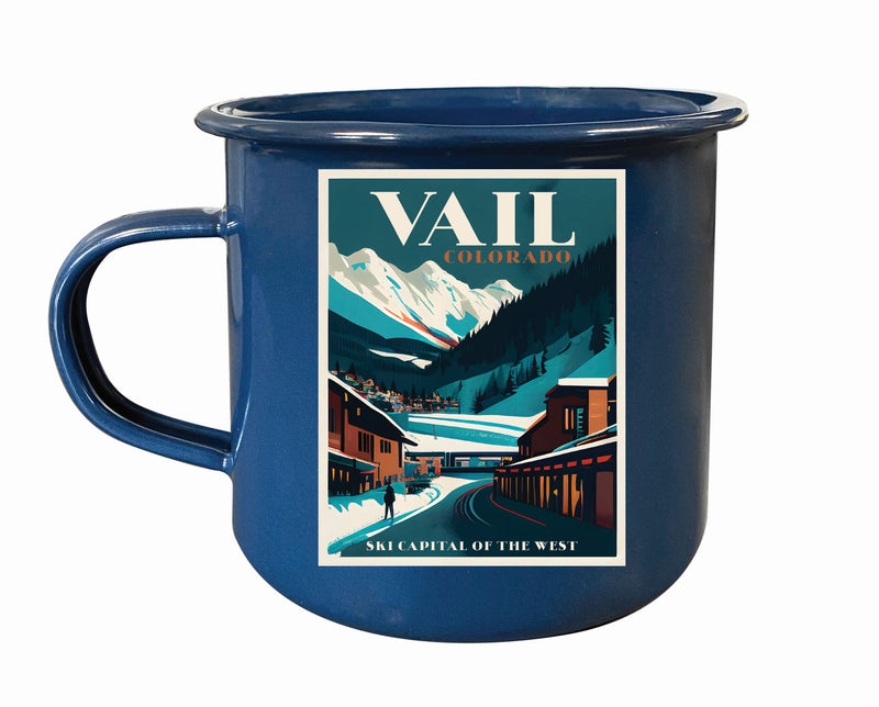 Vail Colorado Design B Souvenir Tin Camper Coffee Mug Navy Single