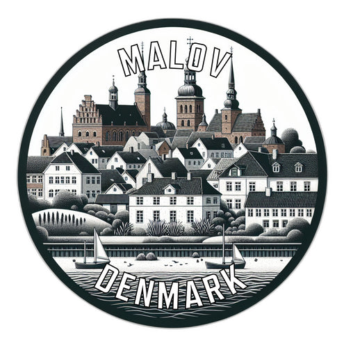 Malov Denmark Souvenir Die Cut Flat Magnet 2-Inch