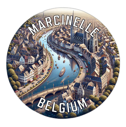Marcinelle Belgium Souvenir Die Cut Flat Magnet 4-Inch