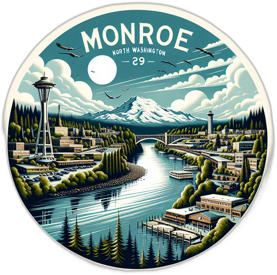 Monroe North Washington Souvenir Die Cut Flat Magnet 6-Inch