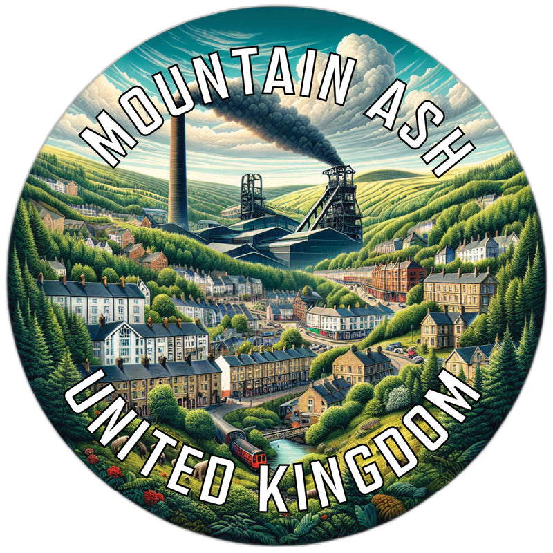Mountain Ash United Kingdom Souvenir Die Cut Flat Magnet 2-Inch
