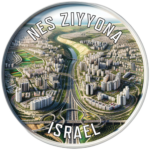 Nes Ziyyona Israel Souvenir Die Cut Flat Magnet 6-Inch