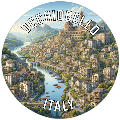 Occhiobello Italy Souvenir Die Cut Flat Magnet 2-Inch