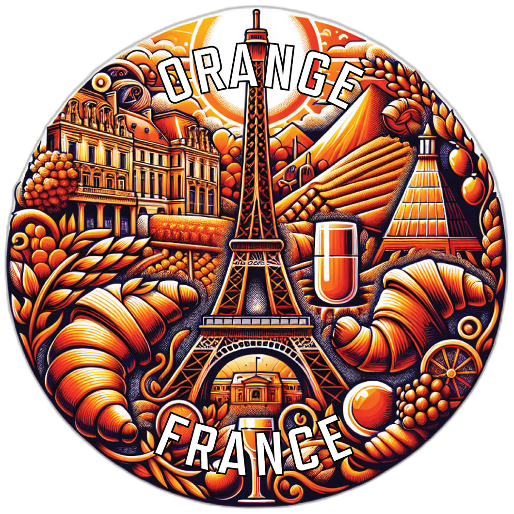 Orange France Souvenir Die Cut Flat Magnet 6-Inch