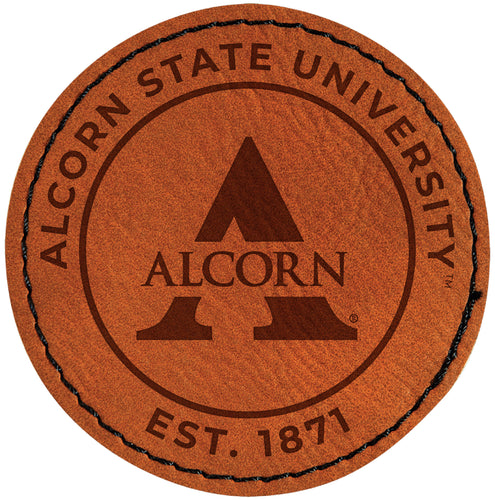 Alcorn State Braves Officially Licensed Circular Leatherette Patch - Iron-On with Adhesive Back Single
