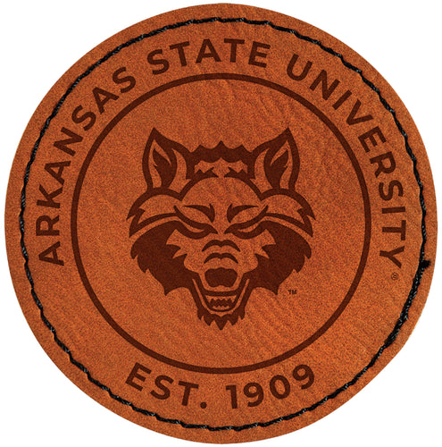 Arkansas State Officially Licensed Circular Leatherette Patch - Iron-On with Adhesive Back 2-Pack