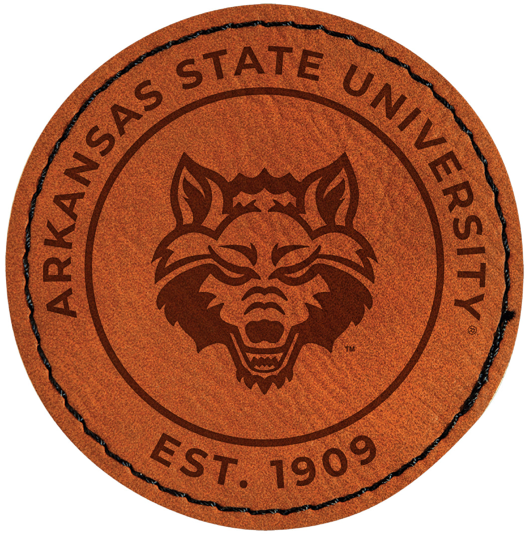 Arkansas State Officially Licensed Circular Leatherette Patch - Iron-On with Adhesive Back 2-Pack