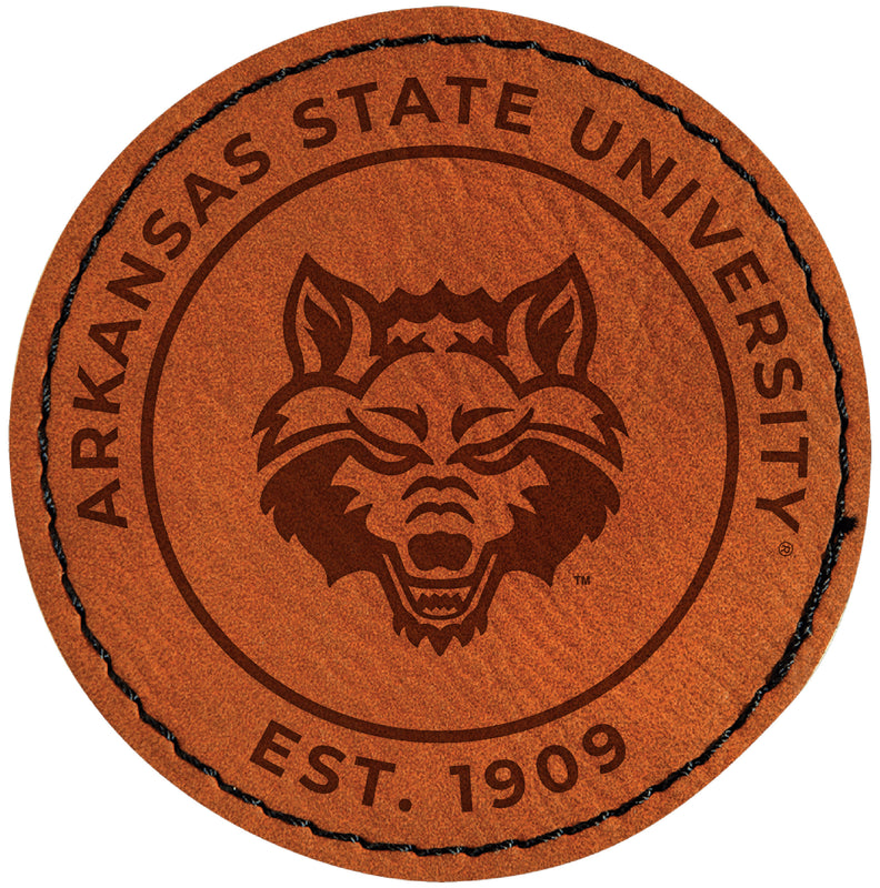 Arkansas State Officially Licensed Circular Leatherette Patch - Iron-On with Adhesive Back 2-Pack