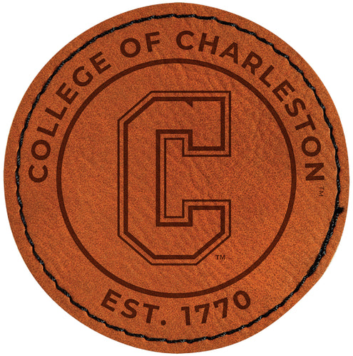 College of Charleston Officially Licensed Circular Leatherette Patch - Iron-On with Adhesive Back Single