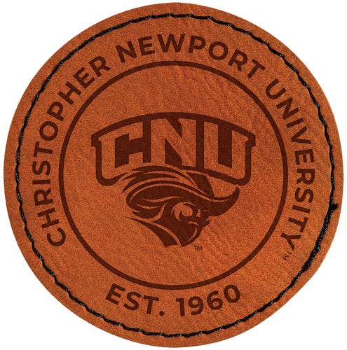 Christopher Newport Captains Officially Licensed Circular Leatherette Patch - Iron-On with Adhesive Back 2-Pack