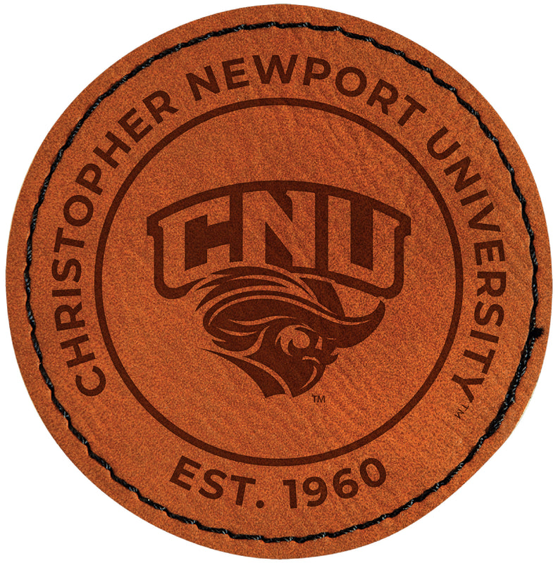 Christopher Newport Captains Officially Licensed Circular Leatherette Patch - Iron-On with Adhesive Back 2-Pack