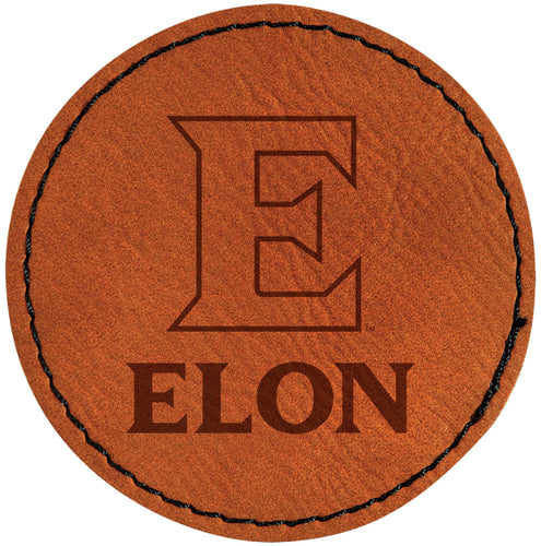 Elon University Officially Licensed Circular Leatherette Patch - Iron-On with Adhesive Back 2-Pack