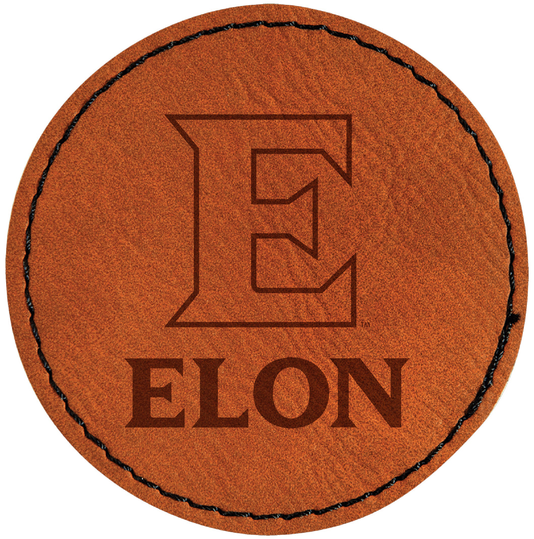 Elon University Officially Licensed Circular Leatherette Patch - Iron-On with Adhesive Back 2-Pack