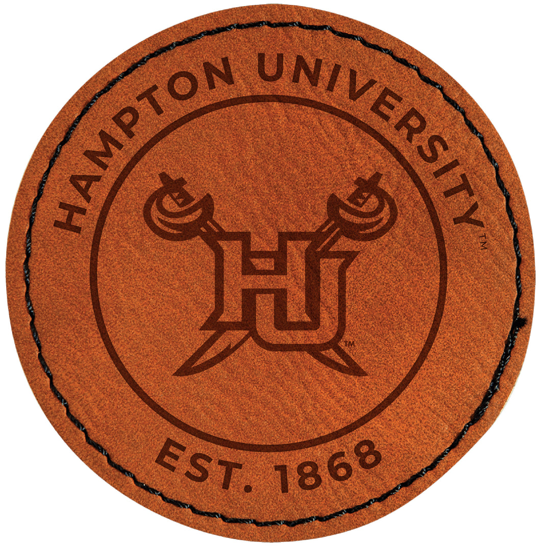 Hampton University Officially Licensed Circular Leatherette Patch - Iron-On with Adhesive Back 2-Pack