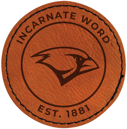 Incarnate Word Cardinals Officially Licensed Circular Leatherette Patch - Iron-On with Adhesive Back 4-Pack