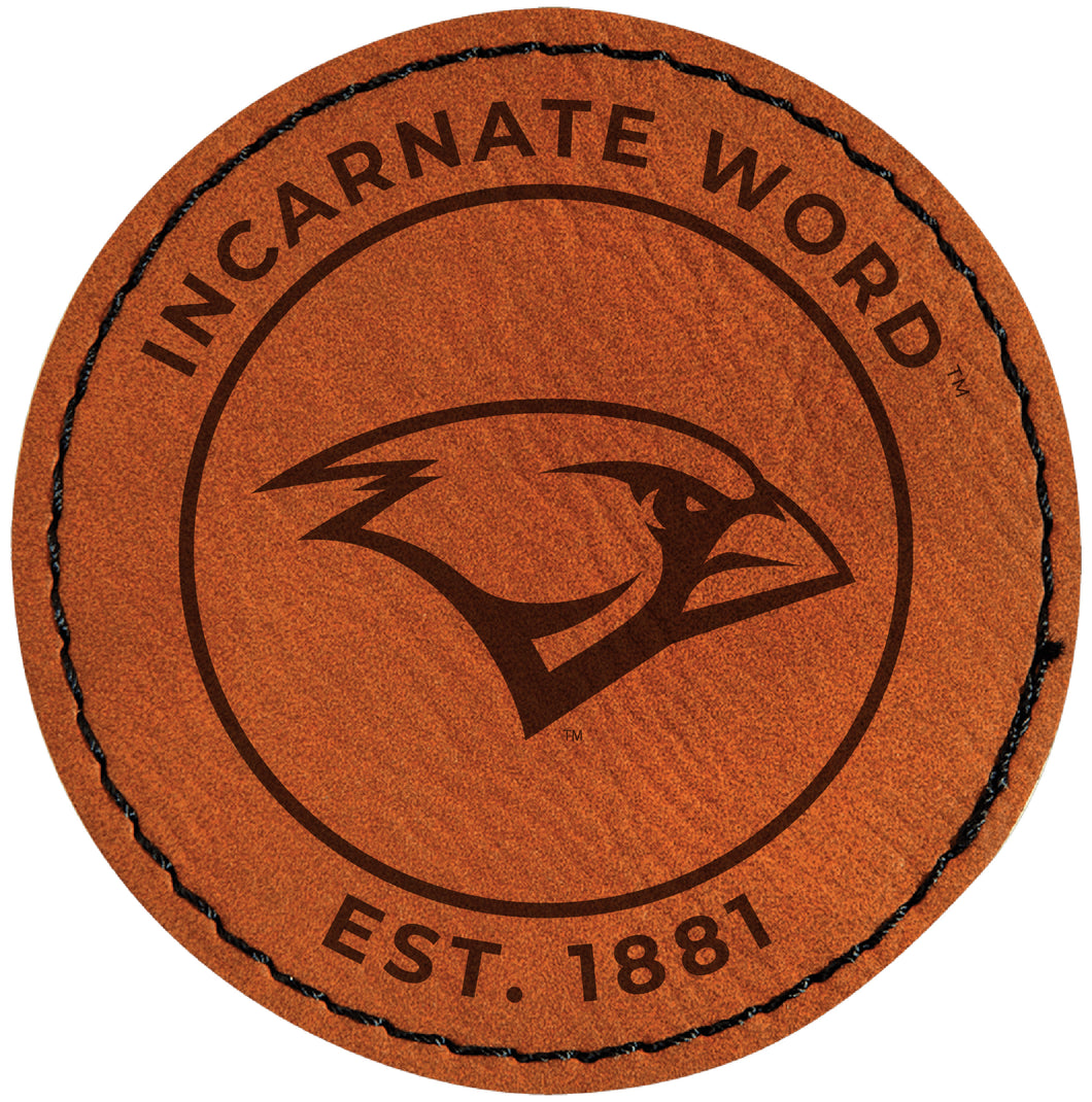 Incarnate Word Cardinals Officially Licensed Circular Leatherette Patch - Iron-On with Adhesive Back 4-Pack
