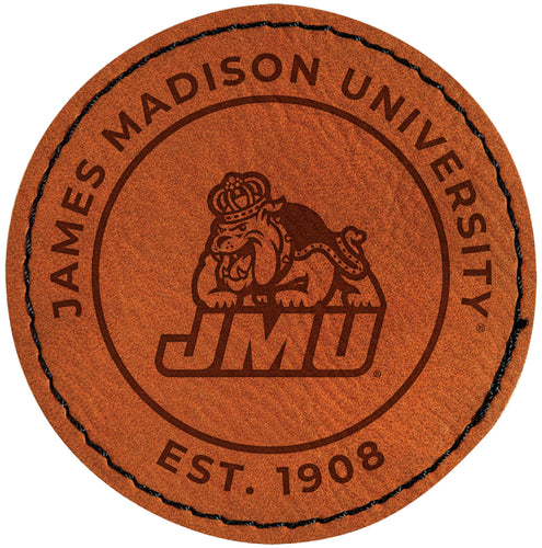 James Madison Dukes Officially Licensed Circular Leatherette Patch - Iron-On with Adhesive Back Single