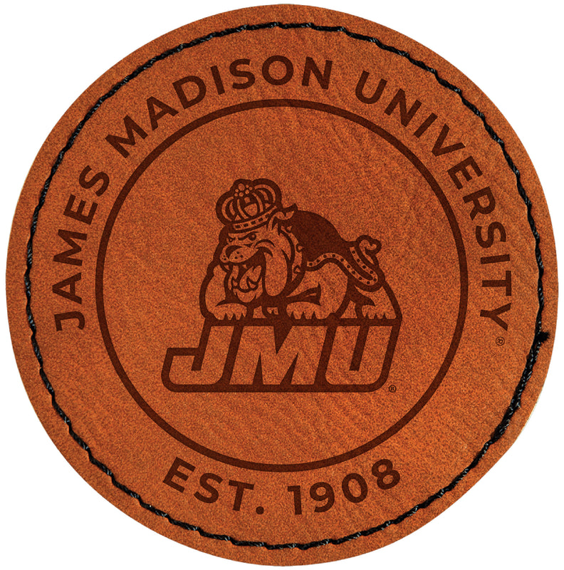 James Madison Dukes Officially Licensed Circular Leatherette Patch - Iron-On with Adhesive Back Single