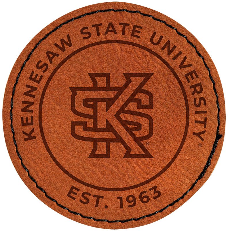Kennesaw State University Officially Licensed Circular Leatherette Patch - Iron-On with Adhesive Back Single