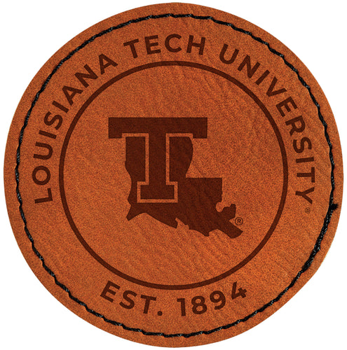 Louisiana Tech Bulldogs Officially Licensed Circular Leatherette Patch - Iron-On with Adhesive Back Single