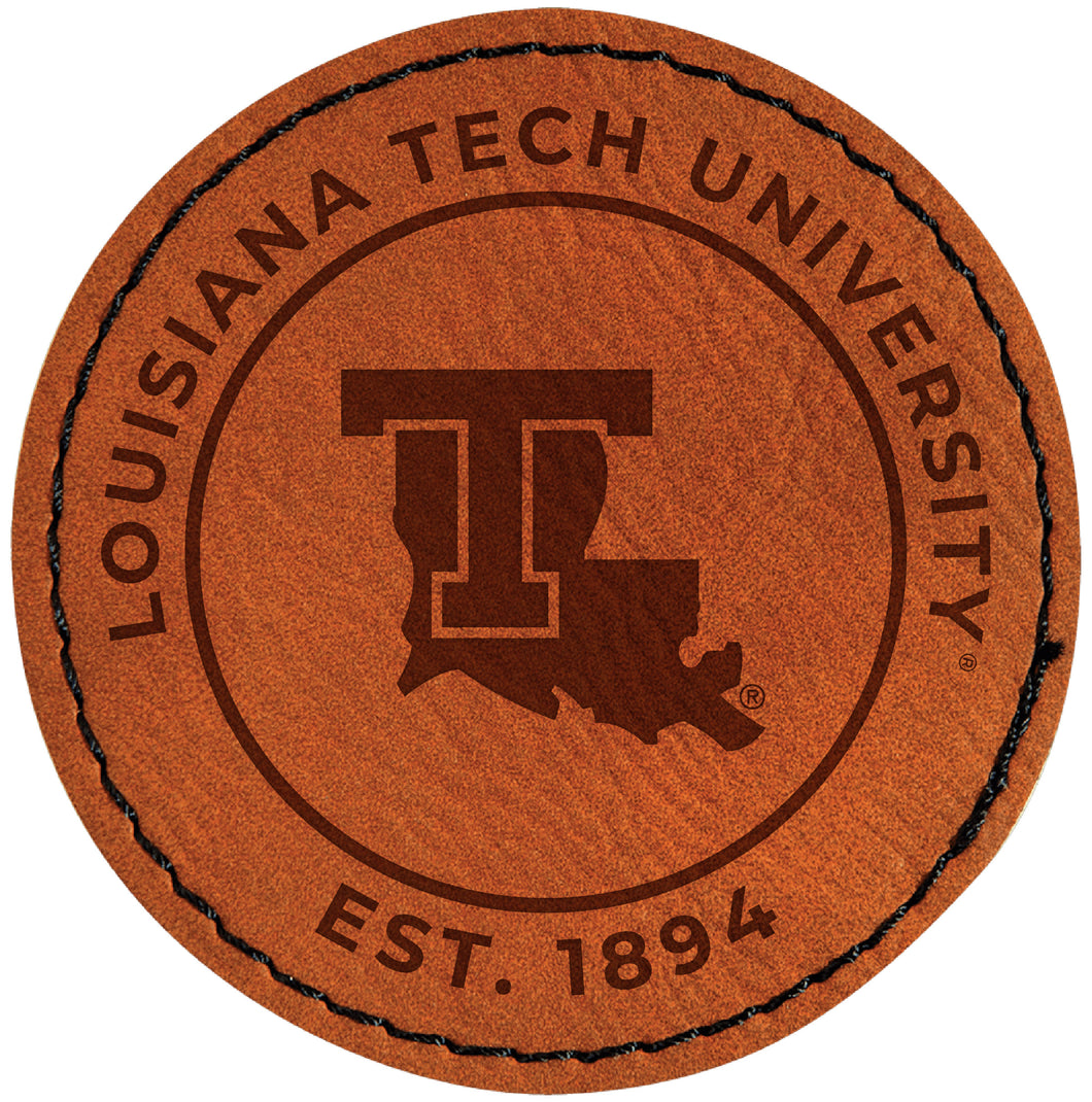 Louisiana Tech Bulldogs Officially Licensed Circular Leatherette Patch - Iron-On with Adhesive Back Single