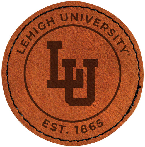 Lehigh University Mountain Hawks Officially Licensed Circular Leatherette Patch - Iron-On with Adhesive Back 4-Pack