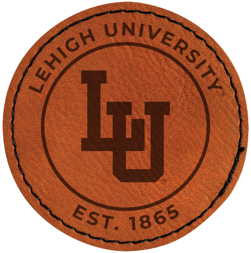 Lehigh University Mountain Hawks Officially Licensed Circular Leatherette Patch - Iron-On with Adhesive Back 4-Pack