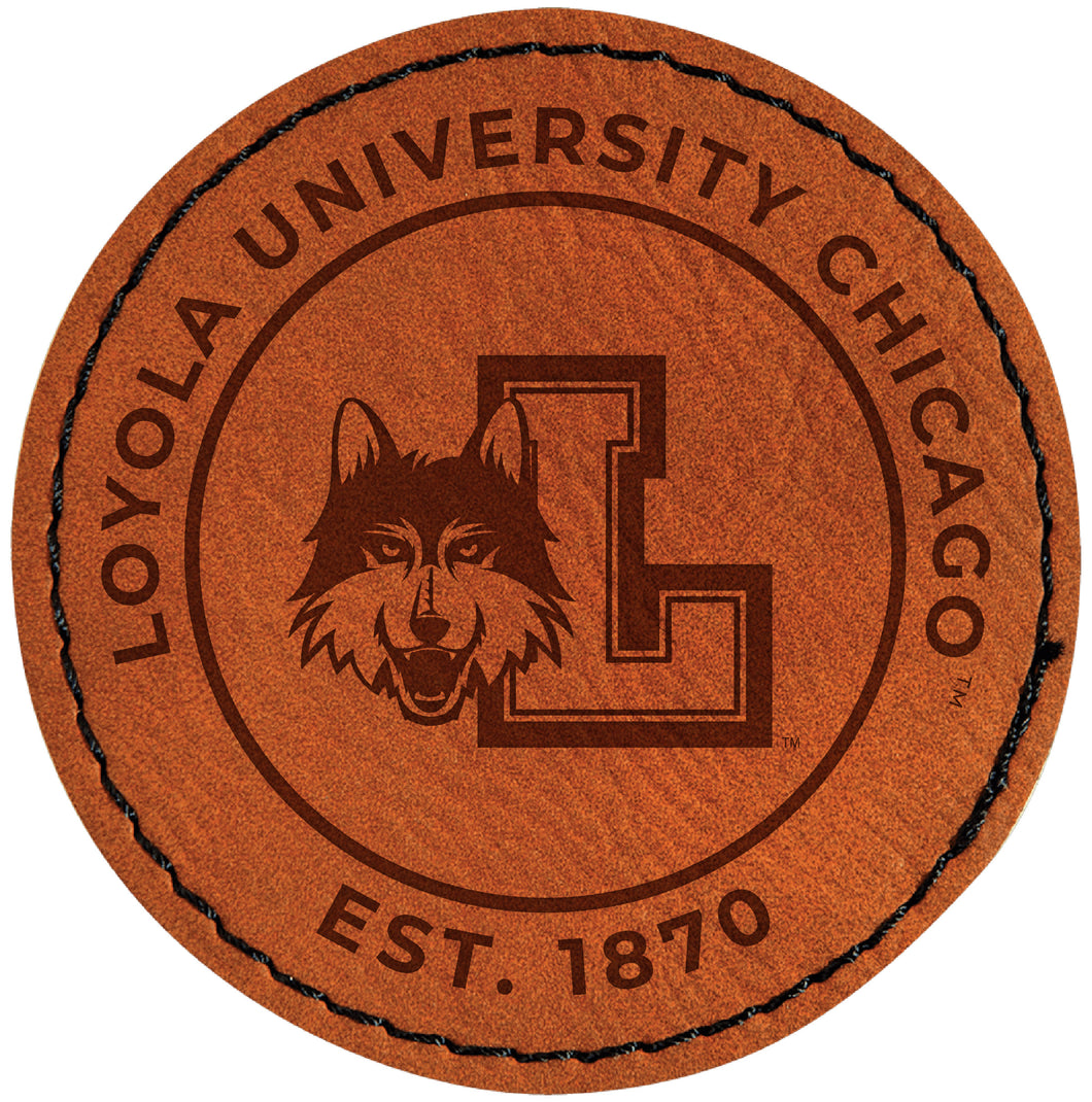 Loyola University Ramblers Officially Licensed Circular Leatherette Patch - Iron-On with Adhesive Back Single
