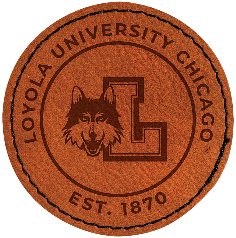 Loyola University Ramblers Officially Licensed Circular Leatherette Patch - Iron-On with Adhesive Back Single