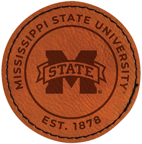 Mississippi State Bulldogs Officially Licensed Circular Leatherette Patch - Iron-On with Adhesive Back Single
