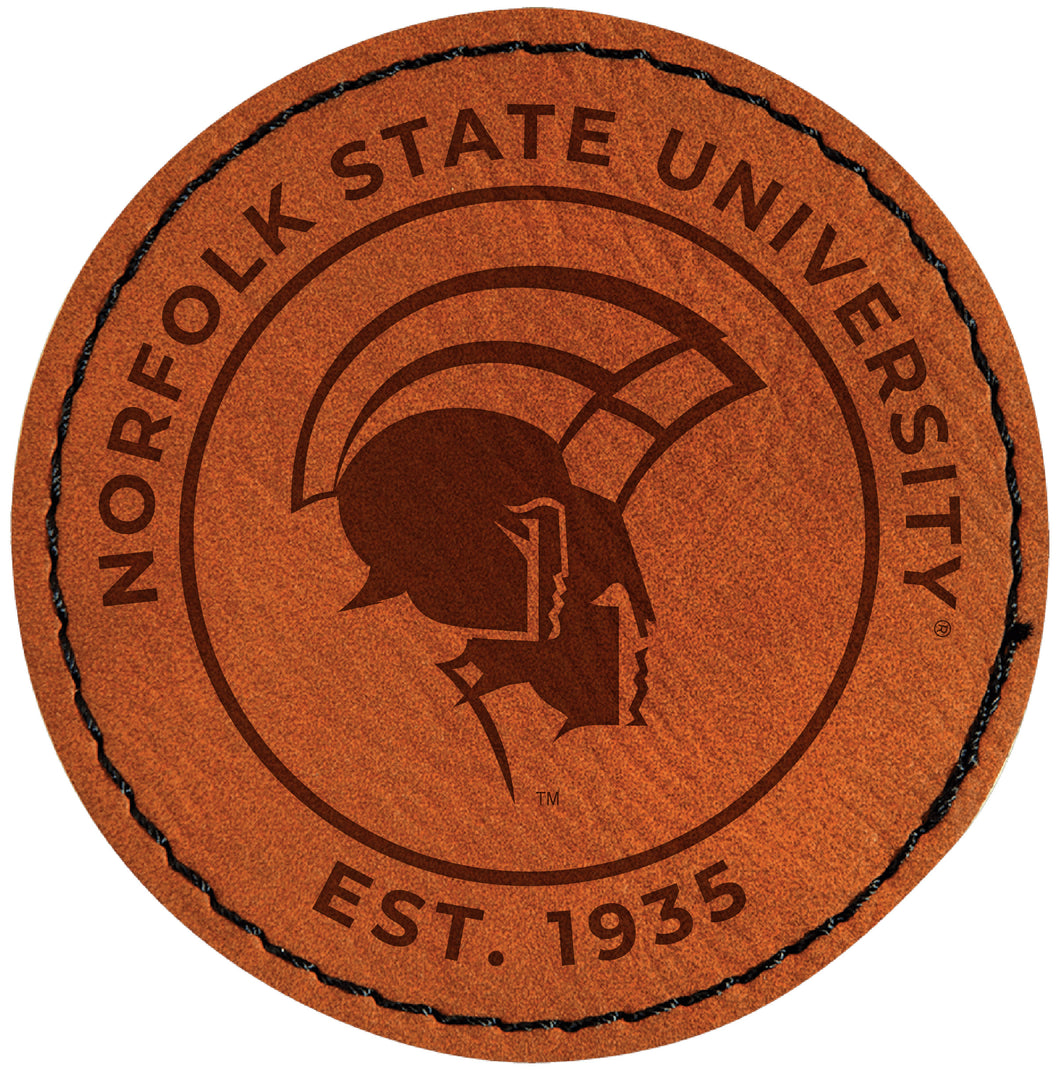 Norfolk State University Officially Licensed Circular Leatherette Patch - Iron-On with Adhesive Back Single