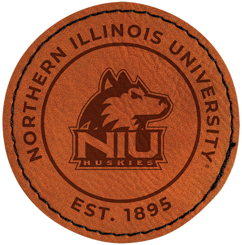 Northern Illinois Huskies Officially Licensed Circular Leatherette Patch - Iron-On with Adhesive Back Single