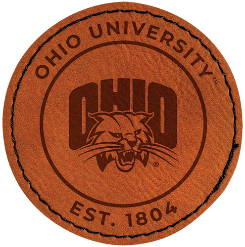 Ohio University Officially Licensed Circular Leatherette Patch - Iron-On with Adhesive Back Single