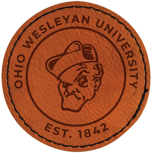 Ohio Wesleyan University Officially Licensed Circular Leatherette Patch - Iron-On with Adhesive Back Single