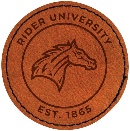 Rider University Broncs Officially Licensed Circular Leatherette Patch - Iron-On with Adhesive Back Single