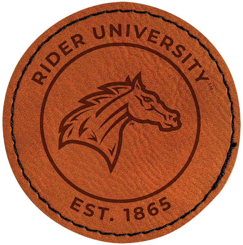 Rider University Broncs Officially Licensed Circular Leatherette Patch - Iron-On with Adhesive Back Single