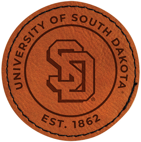 South Dakota Coyotes Officially Licensed Circular Leatherette Patch - Iron-On with Adhesive Back Single