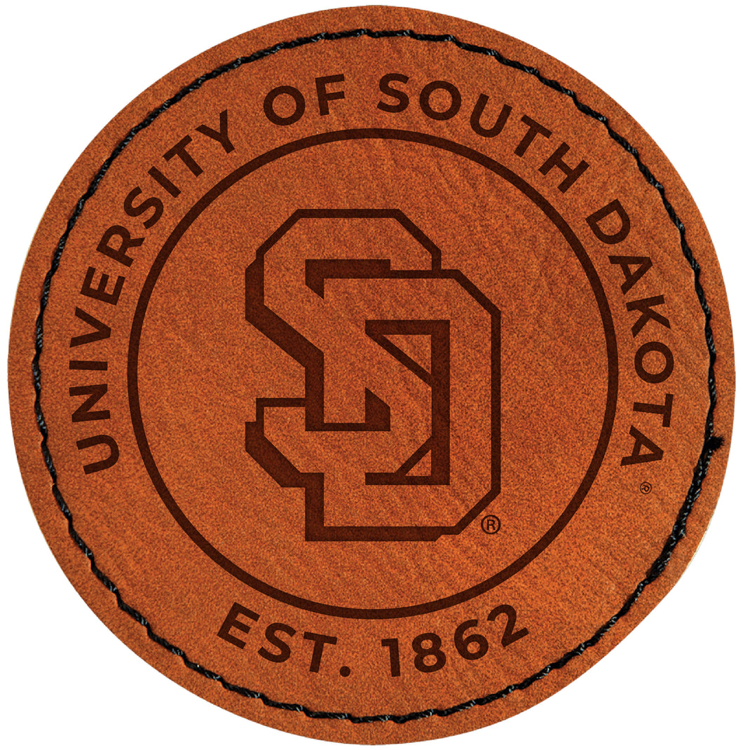 South Dakota Coyotes Officially Licensed Circular Leatherette Patch - Iron-On with Adhesive Back Single