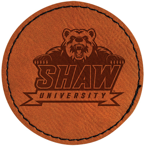Shaw University Bears Officially Licensed Circular Leatherette Patch - Iron-On with Adhesive Back Single