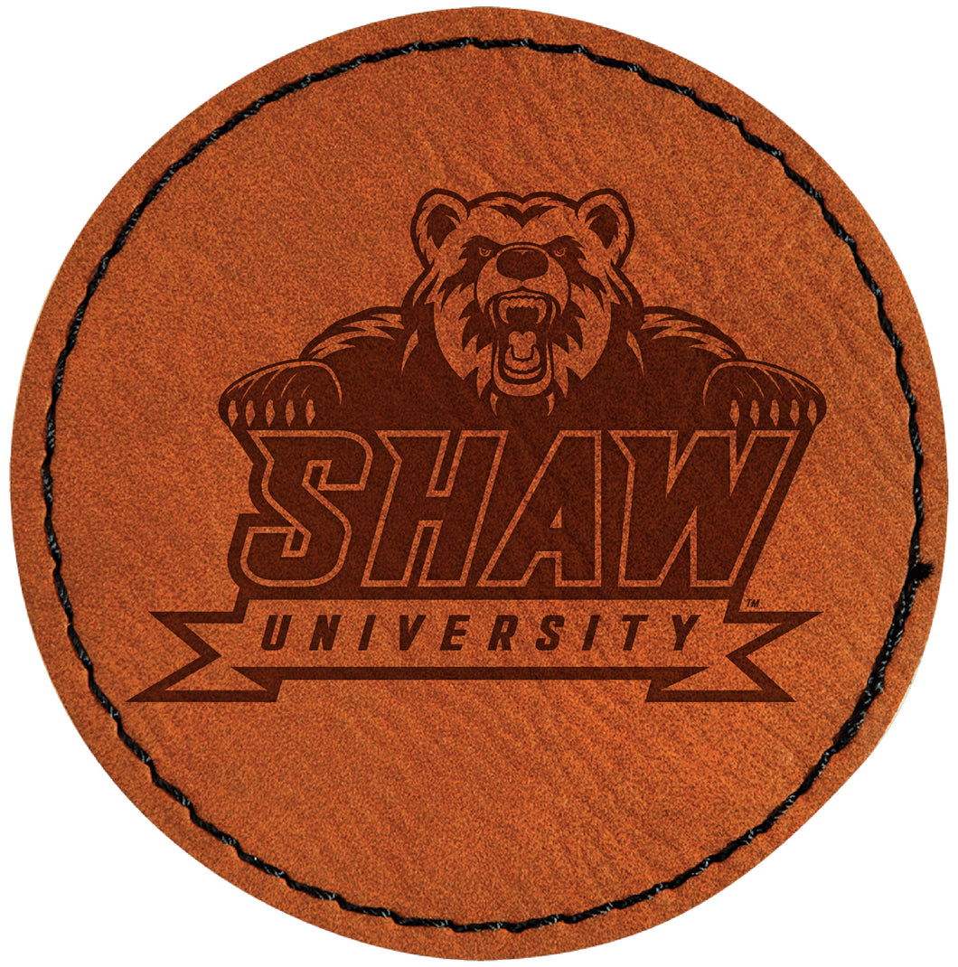 Shaw University Bears Officially Licensed Circular Leatherette Patch - Iron-On with Adhesive Back Single
