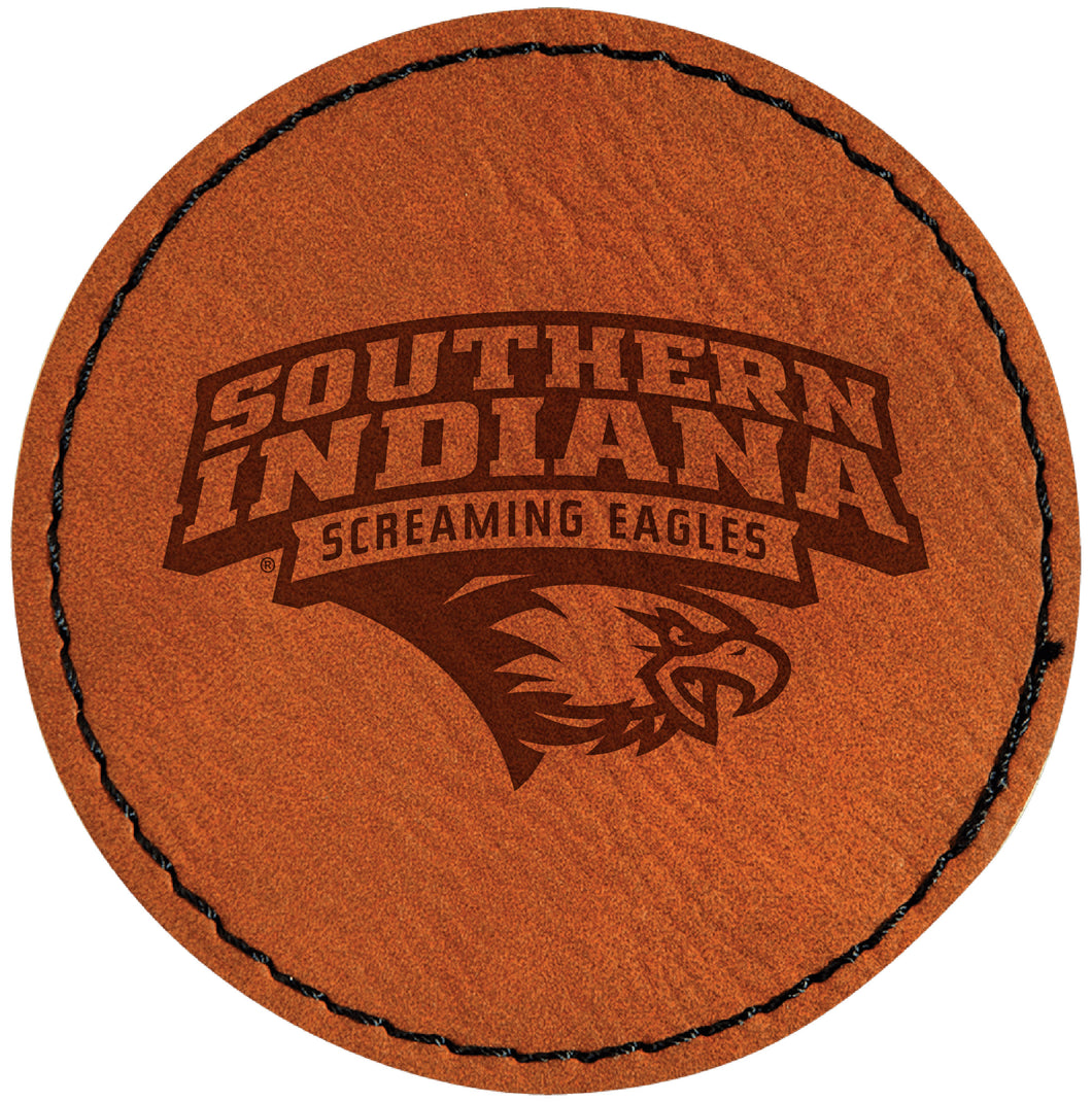 University of Southern Indiana Officially Licensed Circular Leatherette Patch - Iron-On with Adhesive Back Single