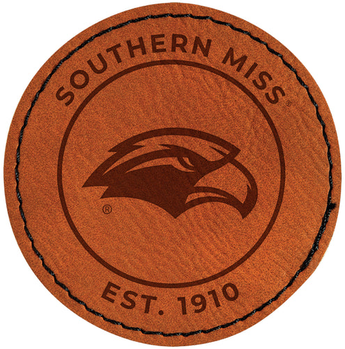 Southern Mississippi Golden Eagles Officially Licensed Circular Leatherette Patch - Iron-On with Adhesive Back 4-Pack