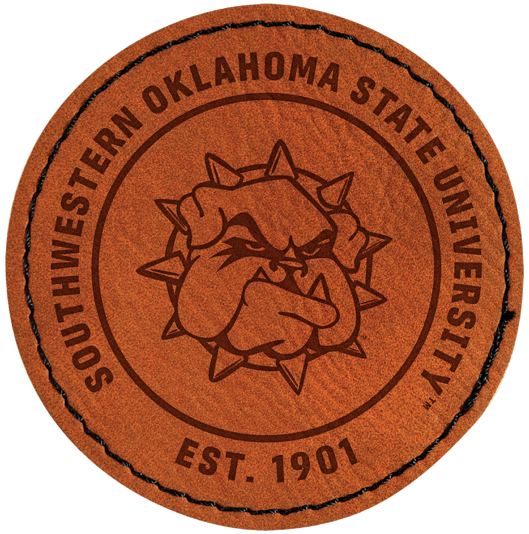 Southwestern Oklahoma State University Officially Licensed Circular Leatherette Patch - Iron-On with Adhesive Back Single