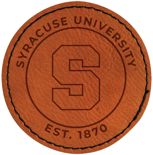 Syracuse Orange Officially Licensed Circular Leatherette Patch - Iron-On with Adhesive Back 4-Pack