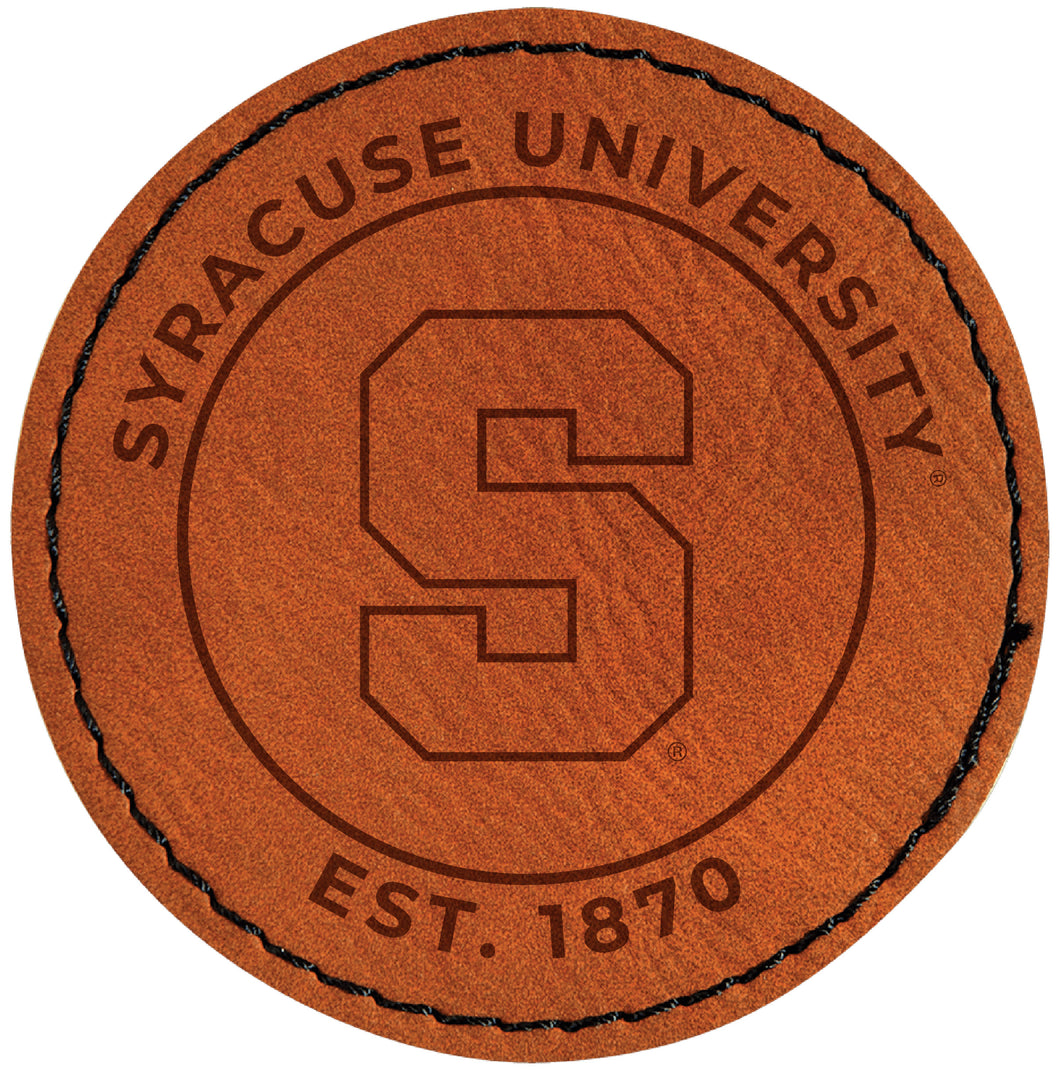 Syracuse Orange Officially Licensed Circular Leatherette Patch - Iron-On with Adhesive Back 4-Pack