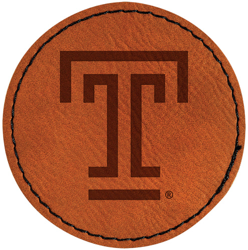 Temple University Officially Licensed Circular Leatherette Patch - Iron-On with Adhesive Back Single