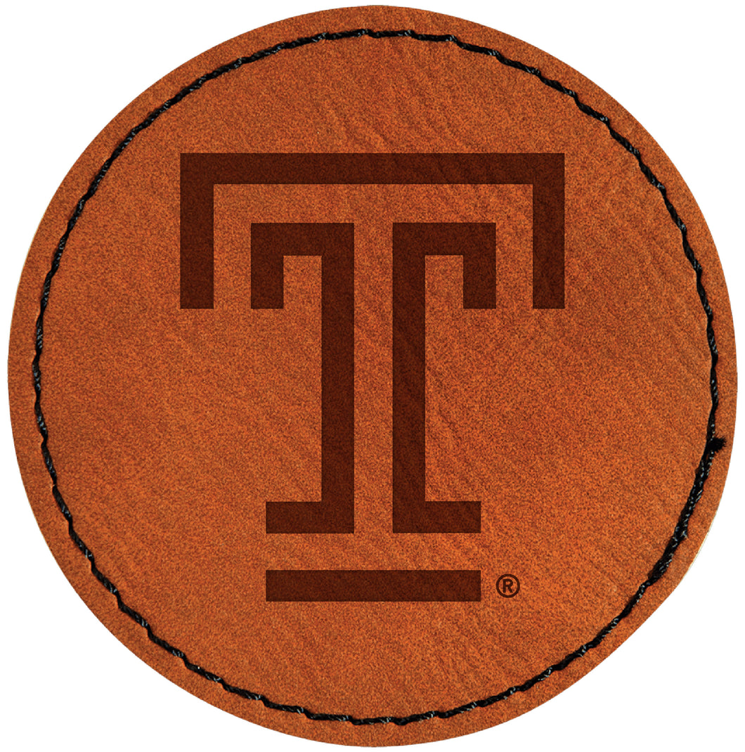 Temple University Officially Licensed Circular Leatherette Patch - Iron-On with Adhesive Back Single