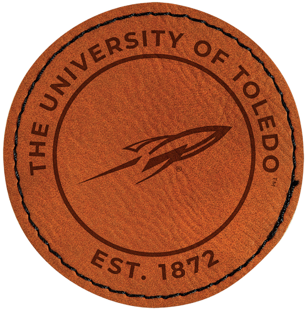 Toledo Rockets Officially Licensed Circular Leatherette Patch - Iron-On with Adhesive Back 2-Pack