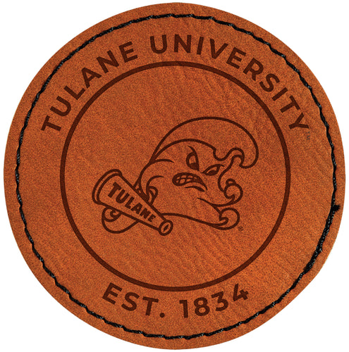 Tulane University Green Wave Officially Licensed Circular Leatherette Patch - Iron-On with Adhesive Back Single