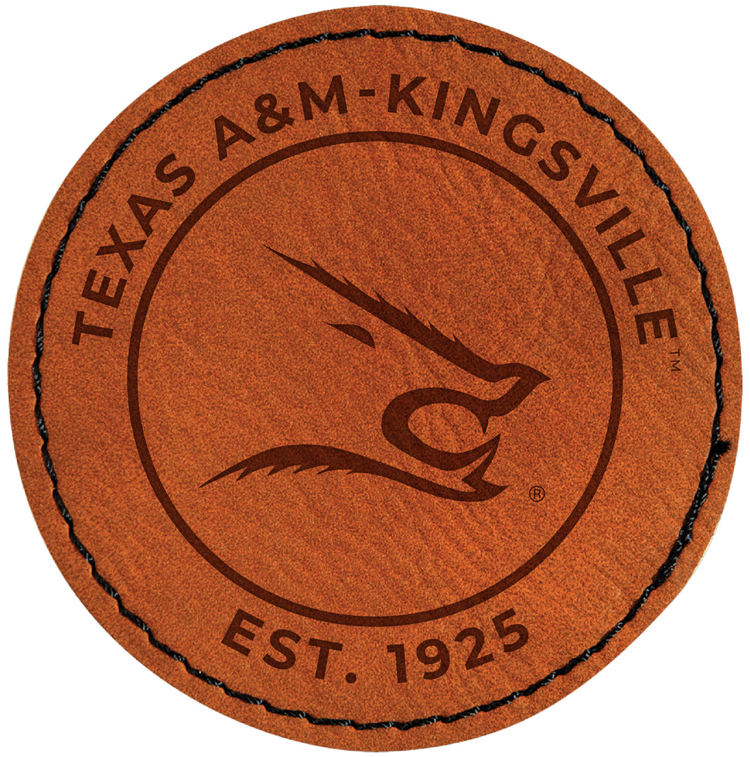 Texas A&M Kingsville Javelinas Officially Licensed Circular Leatherette Patch - Iron-On with Adhesive Back 4-Pack